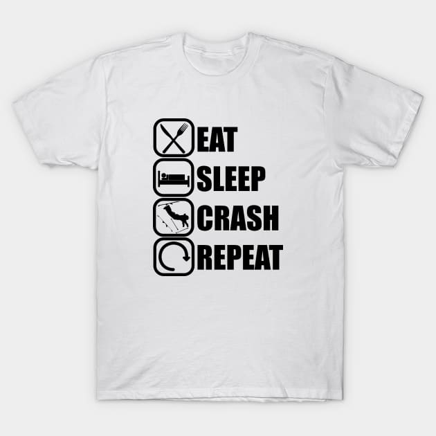 Eat Sleep Crash Repeat - Funny Skiing Quote T-Shirt by ChrisWilson